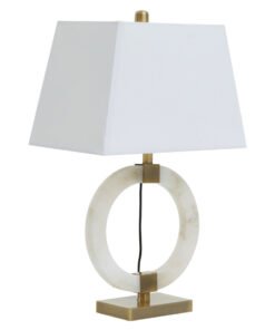 Alternative view of Elora Circular Marble Table Lamp with Ivory Shade