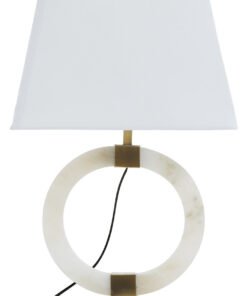 Elora Circular Marble Table Lamp with Ivory Shade