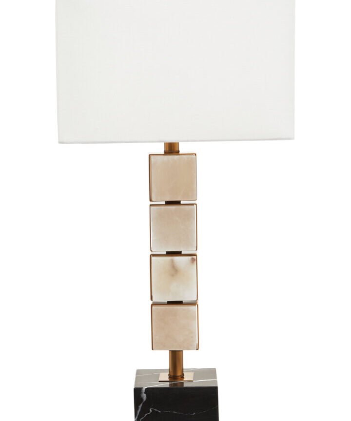 Marmo White Fabric Shade Table Lamp