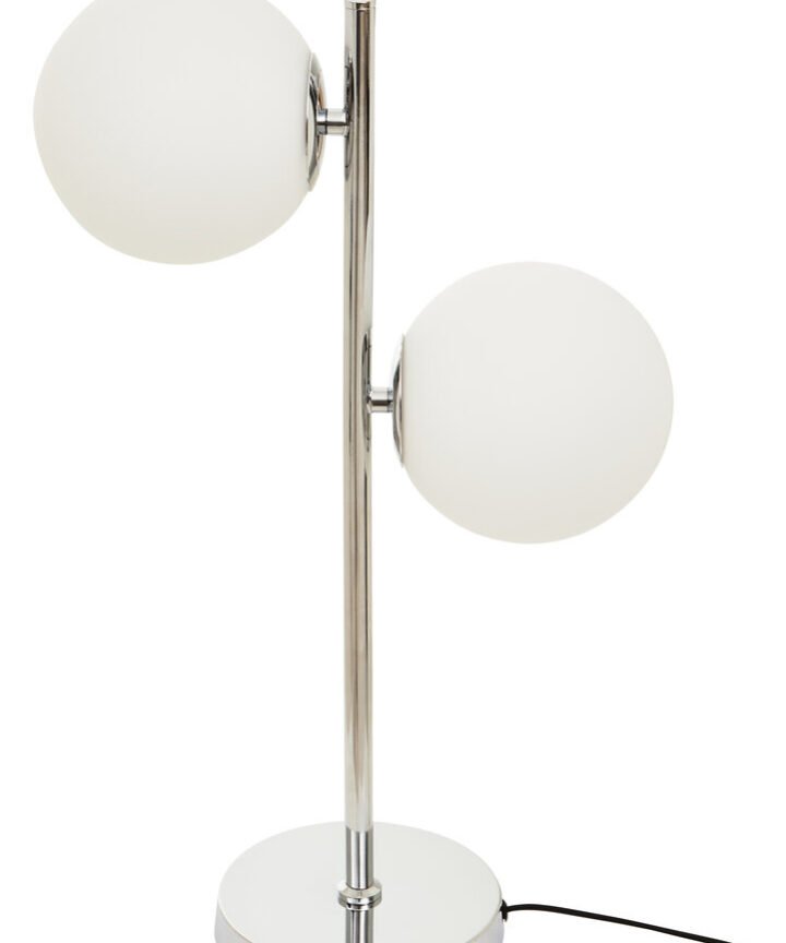 Karter White Glass With Chrome Table Lamp
