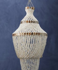 Alternative view of Palu Natural White and Amber Shell Pendant Shade