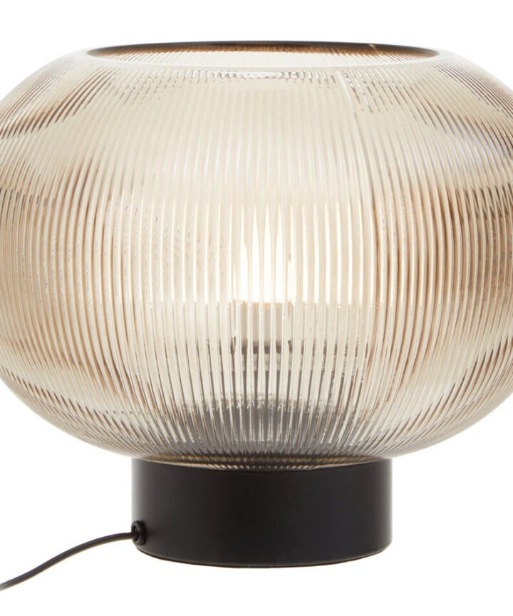 Enola Large Ribbed Smoked Glass Table Lamp