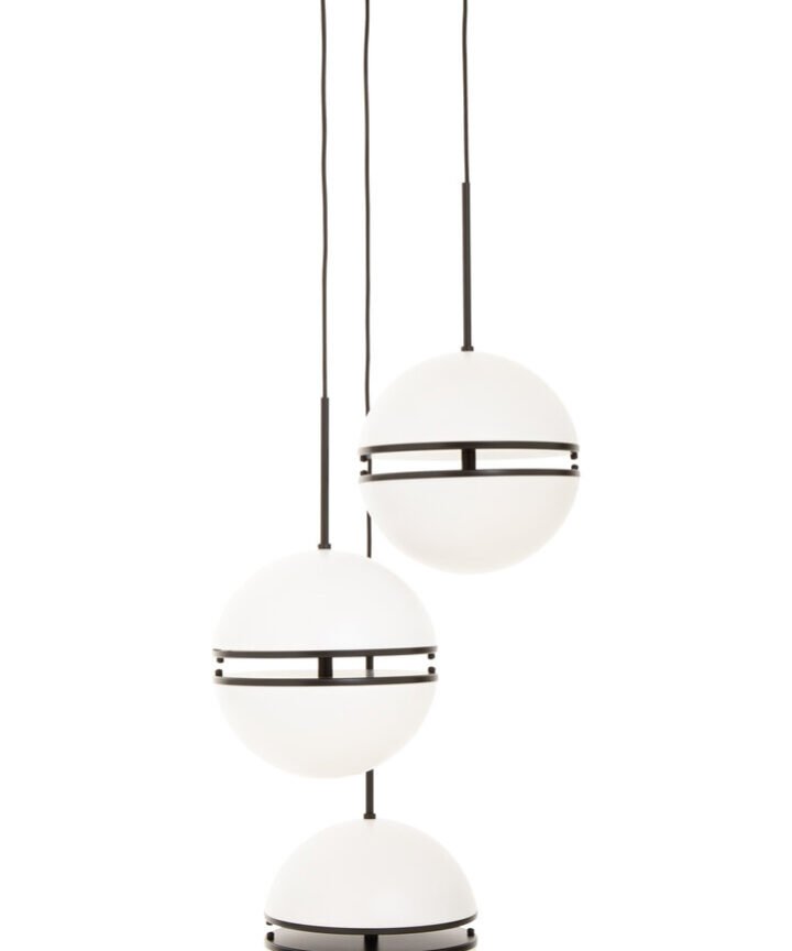 Abira Three Ball Matt Black Pendant Light