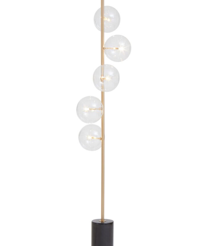 Abira Five Bulb Black Marble Base Floor Lamp
