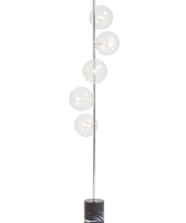 Abira Nickel and Black Marble Floor Lamp