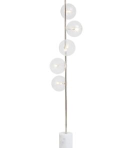 Abira Nickel and White Marble Floor Lamp