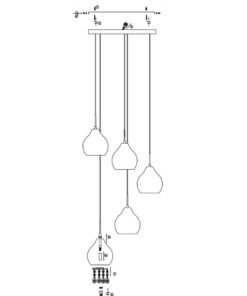 Alternative view of Moire Smoked Glass and Chrome 5 Pendant Light