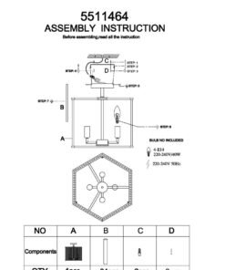 Alternative view of Lerici 4 Light Hexagonal Chrome Pendant Light