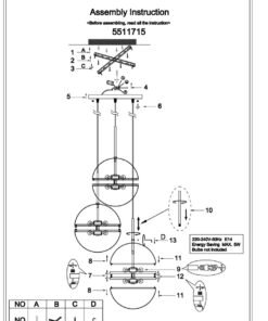 Alternative view of Abira Three Ball Brass Pendant Light