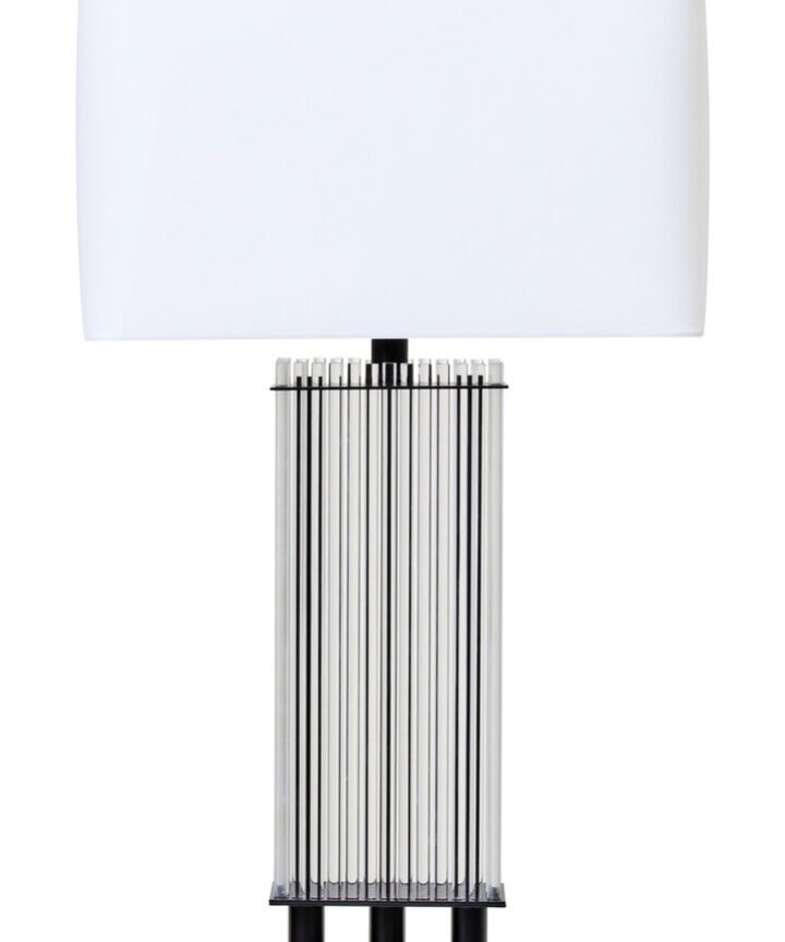 Elana Clear Glass Table Lamp With Matte Black Base