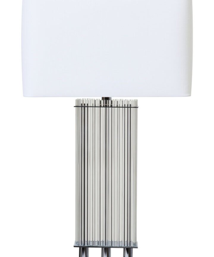 Elana Clear Glass Table Lamp With Matte Silver Base