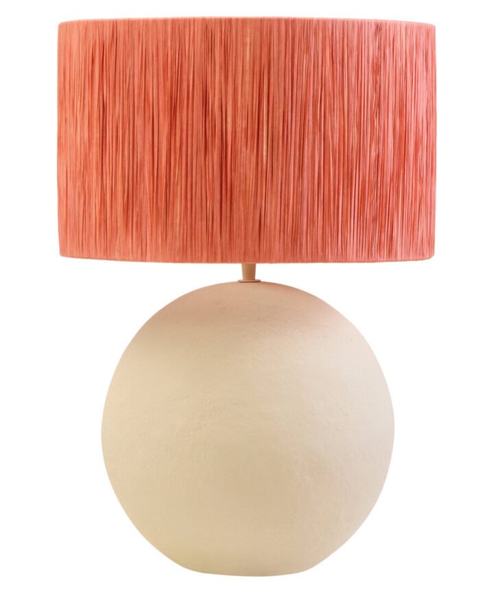 Carta Natural Papier Mache Table Lamp With Rust Raffia Shade