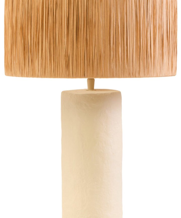 Carta Natural Papier Mache Table Lamp With Natural Raffia Shade