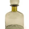 Large Smoke Grey Glass Apothecary Bottle with Brass Neck