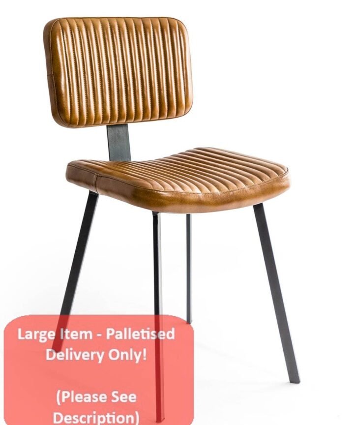 Industrial Vintage Ribbed Leather & Iron Chair