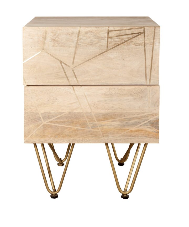 Light Gold 2 Drawer Side Table