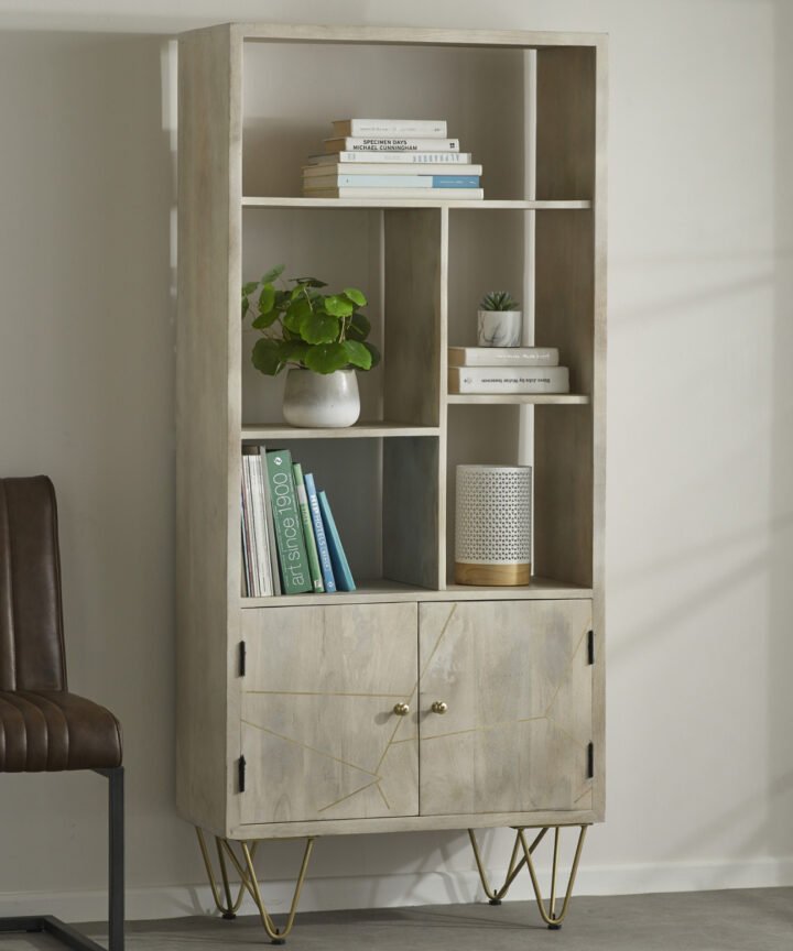 Light Gold Large Bookcase 2 Door