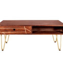 Alternative view of Dark Gold Rectangular Coffee Table with Drawer