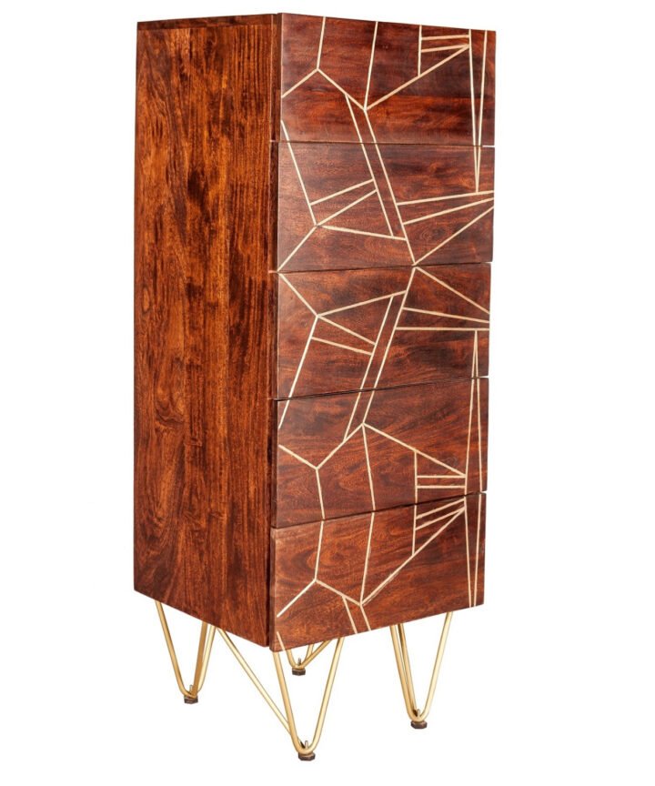 Dark Gold Tall Chest of Drawers