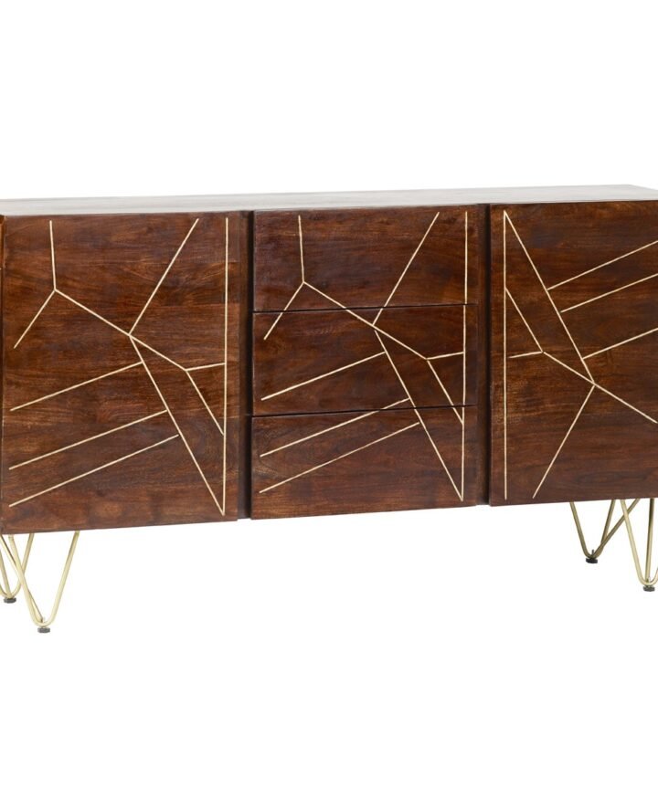 Dark Gold Extra Large Sideboard 3 Drawers and 2 Doors