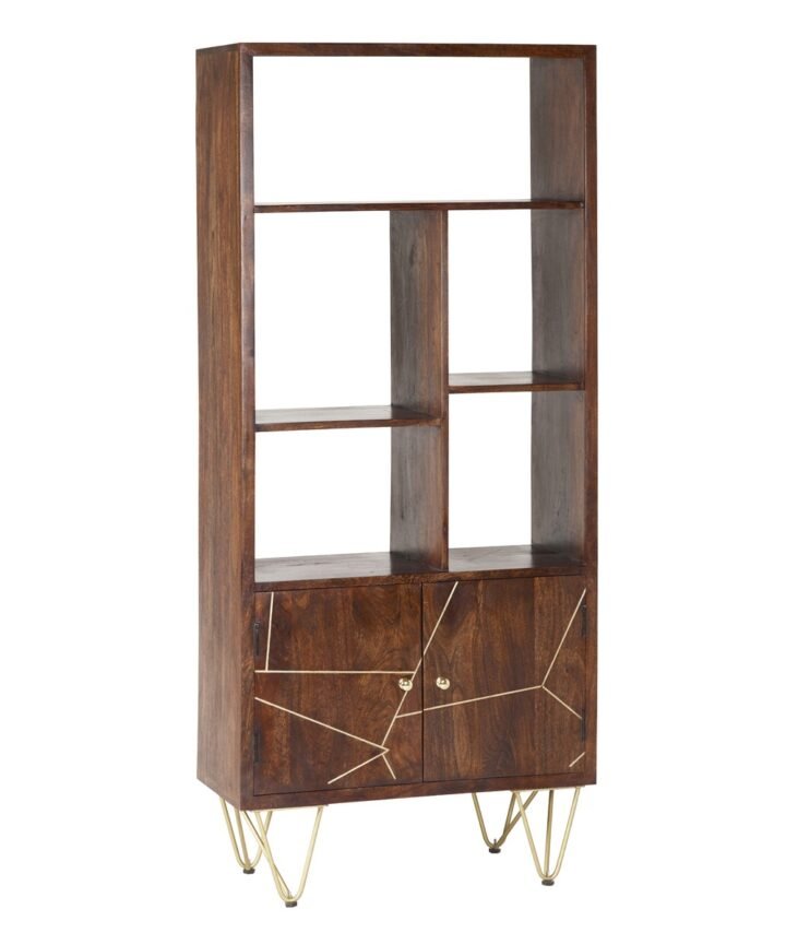 Dark Gold Large Bookcase 2 Door