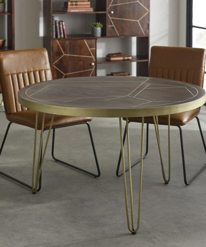 Dark Gold Round Dining Table
