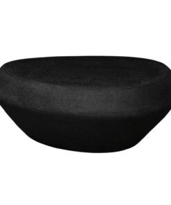 Mia Modern Geometric Coffee Table in a black textured finish by Mia for Red Frog Trading, featuring a bold rounded silhouette and sculptural presence