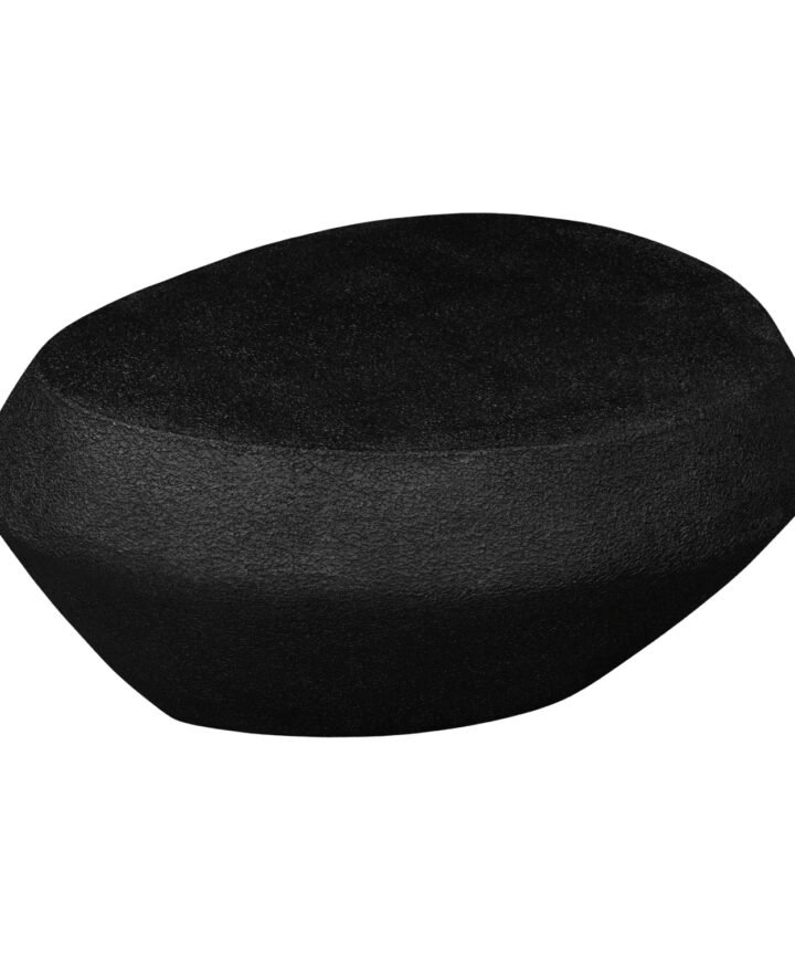 Mia Modern Geometric Coffee Table in a deep black pebble finish with a rounded silhouette and textured surface, from Red Frog Trading.