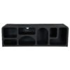 Mia Modern Geometric Large TV Cabinet in charcoal black with multiple geometric compartments, including rounded and rectangular openings, by Red Frog Trading.