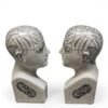 Antiqued Ceramic Phrenology Head Bookends/ Ornaments