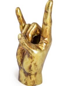 Large Antique Gold "Rock On!" Hand Ornament/Vase