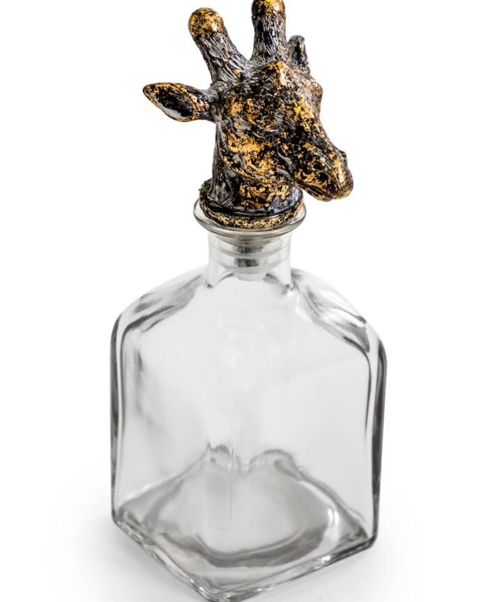 Large Glass Storage Bottle with Giraffe Head Stopper