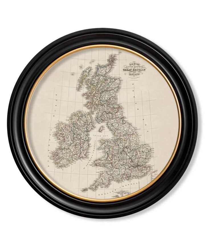 c.1838 Map of Great Britain - Round Frame