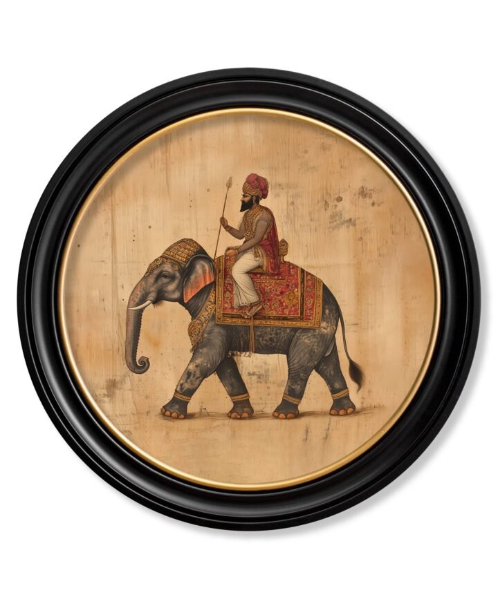 Mughal Emperor on Elephant LF  - Oxford round frame