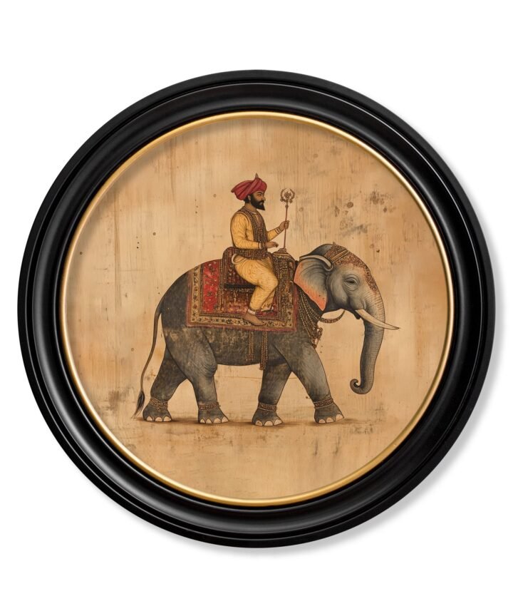 Mughal Emperor on Elephant RF  - Oxford round frame