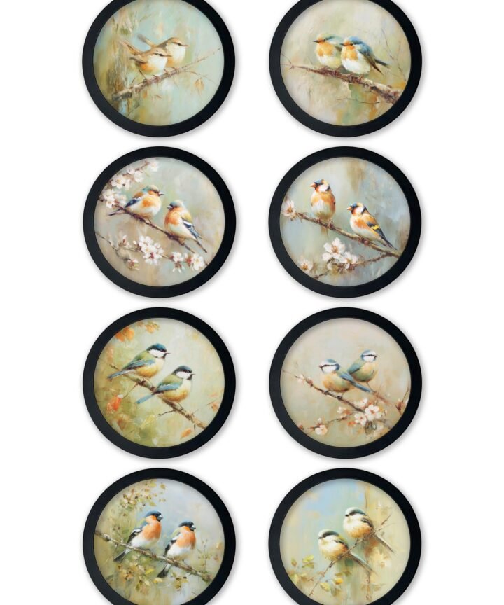 Garden Birds - 30cm Black Round Box Frame