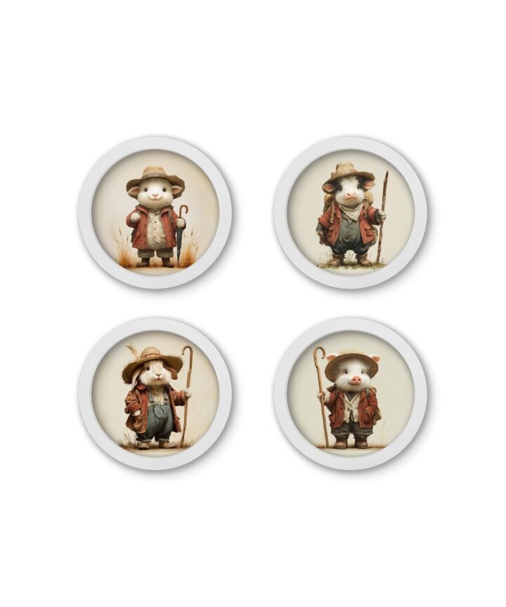 The Little Farmers - 30cm White Round Box Frame