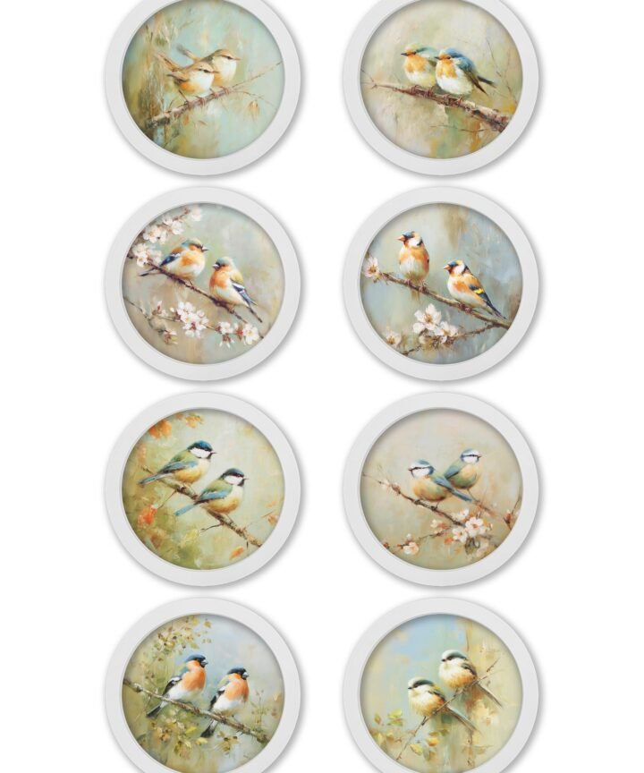 Garden Birds - 30cm White Round Box Frame