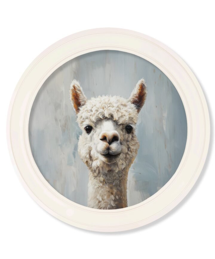 The Goofy Alpaca - Oxford Strong White Round Frame