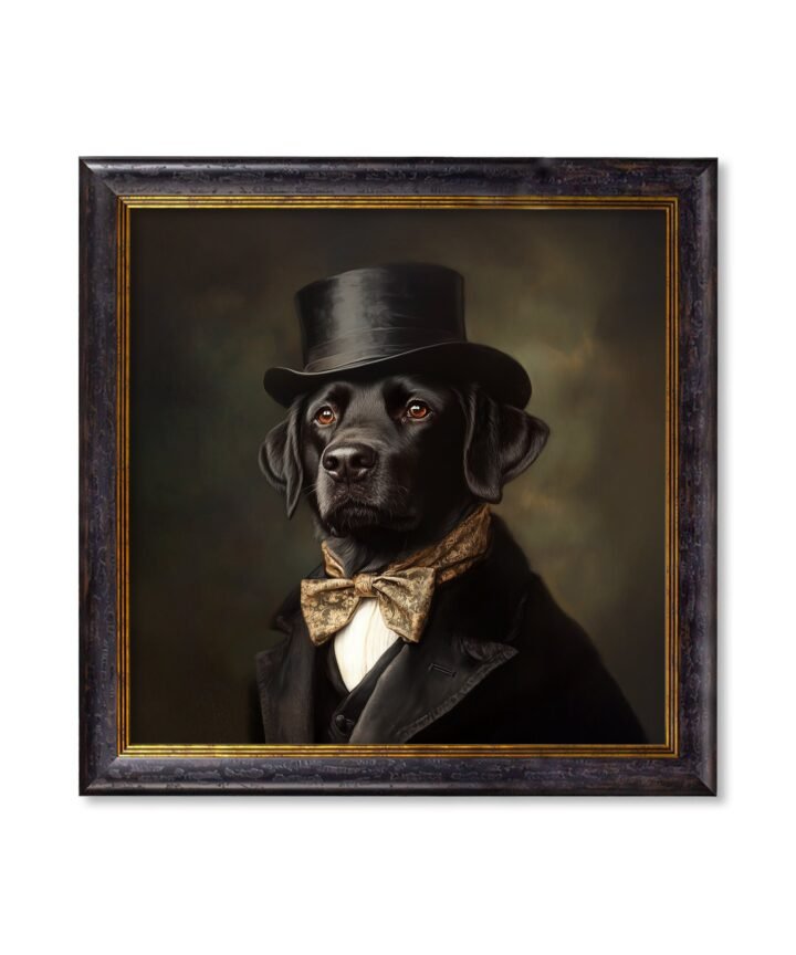 Lord Wagsalot - Gentleman Black Labrador Oxford Square Frame