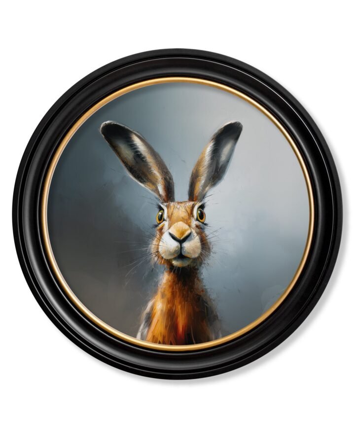 A Curious Hare - Oxford Round Frame