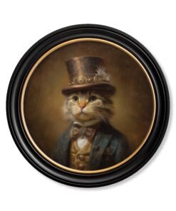 Lord Whiskerby - Gentleman Tabby Cat Oxford Round Frame