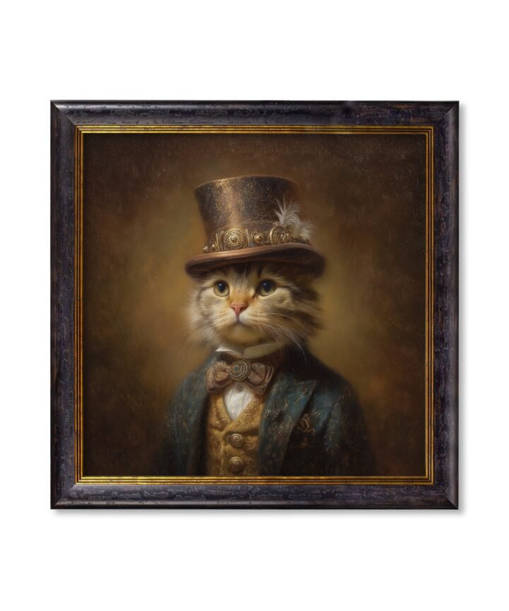 Lord Whiskerby - Gentleman Tabby Cat Oxford Square Frame