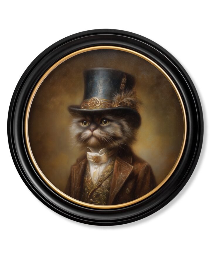 Sir Fluffington - Gentleman Persian Cat Oxford Round Frame