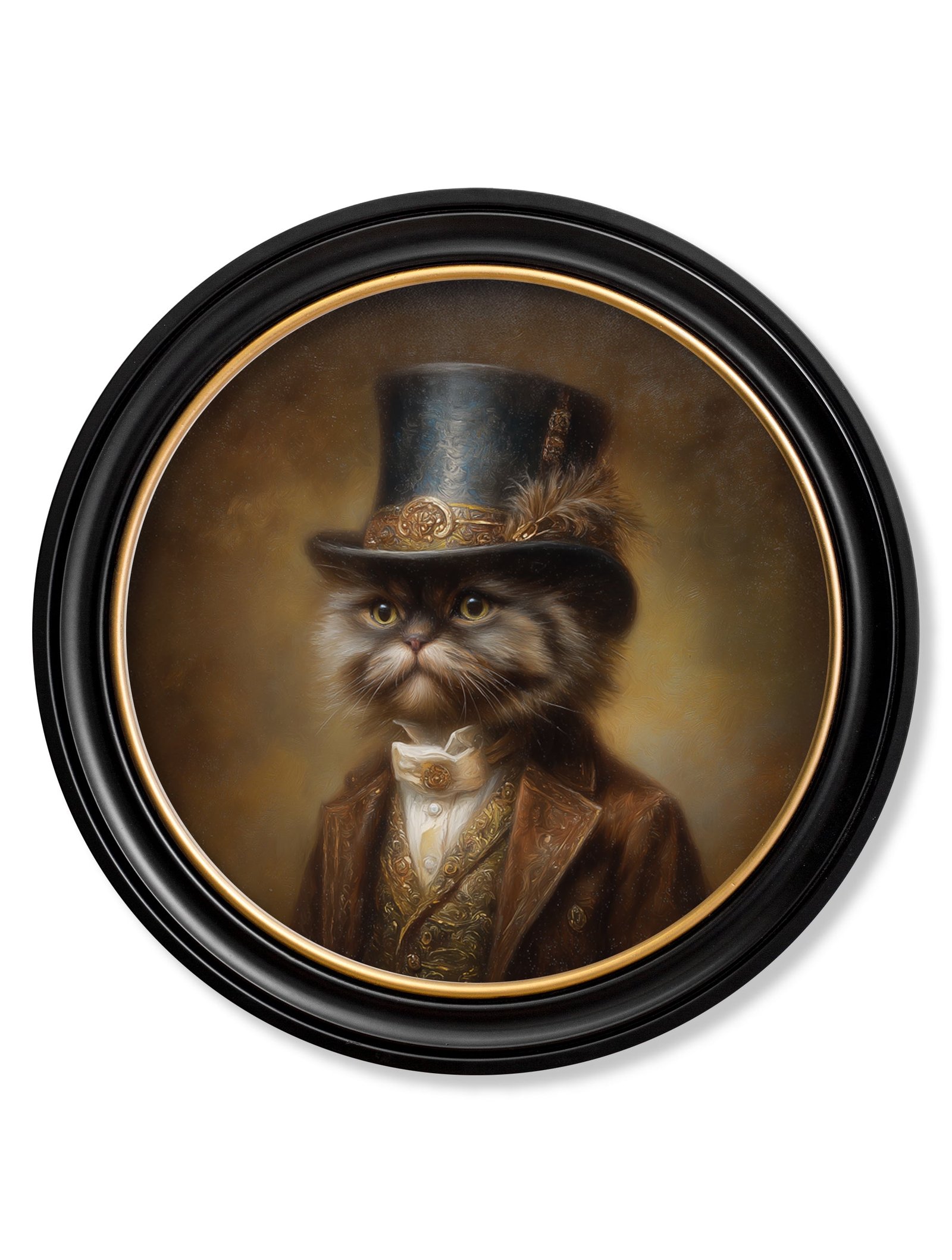 Sir Fluffington - Gentleman Persian Cat Oxford Round Frame