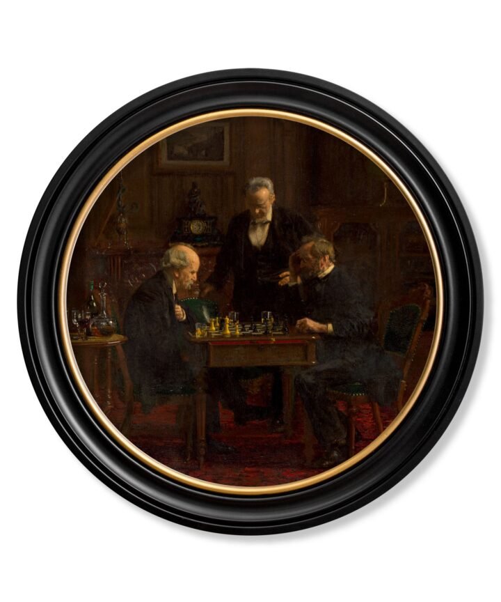 c.1876 The Chess Players - Thomas Eakins - Round Frame