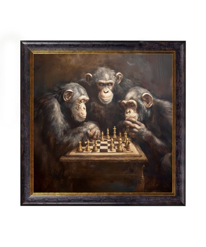 The Chess-Playing Chimps - Oxford Square Frame