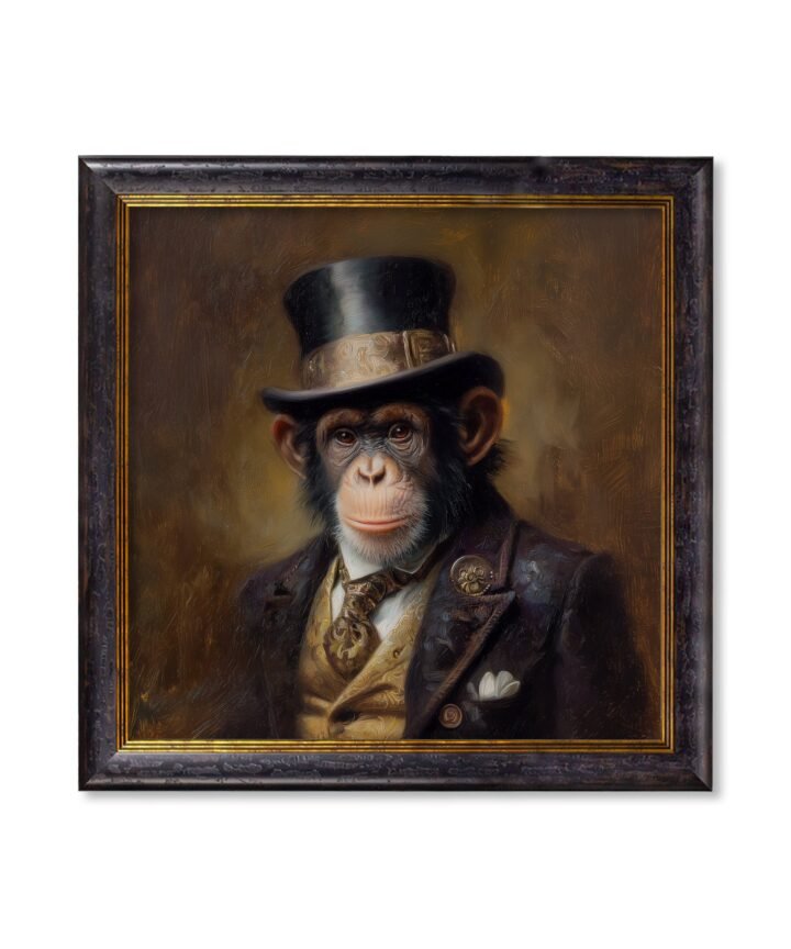 Sir Bananington - Gentleman Chimpanzee Oxford Square Frame