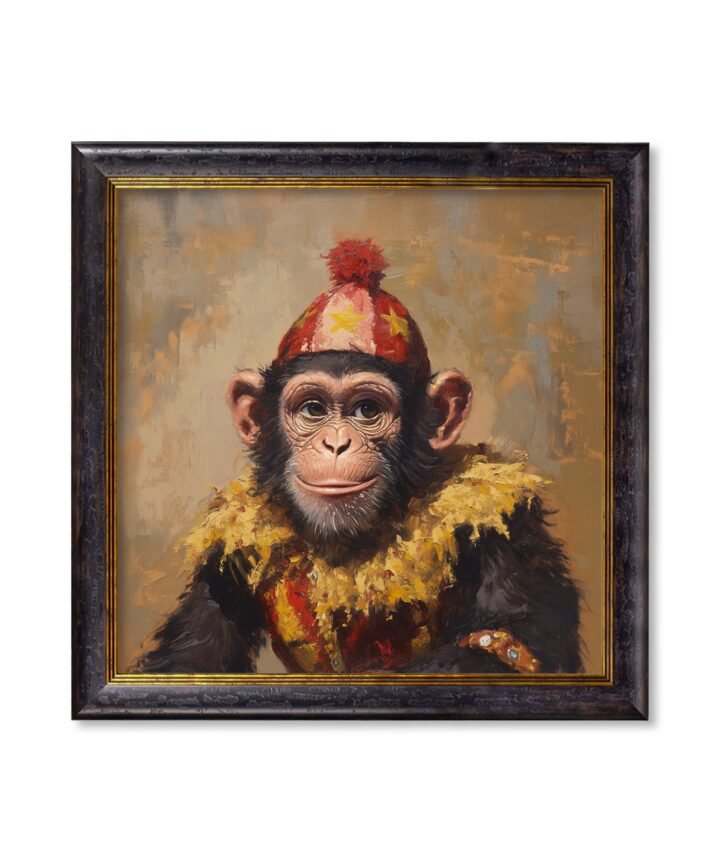 Chimpy the Daring - Circus Chimpanzee Oxford Square Frame