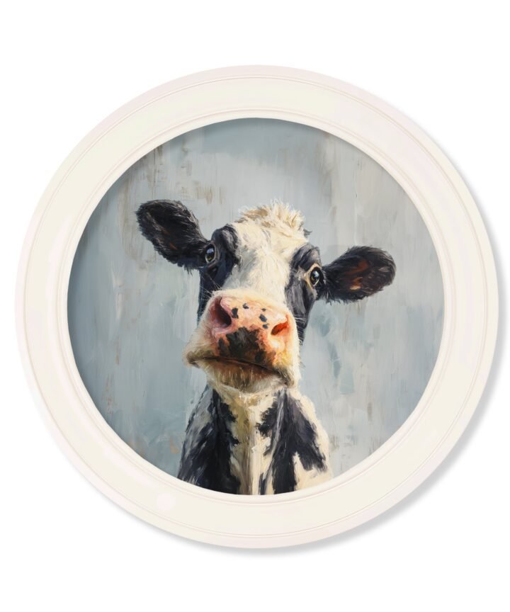 The Curious Cow - Oxford Strong White Round Frame